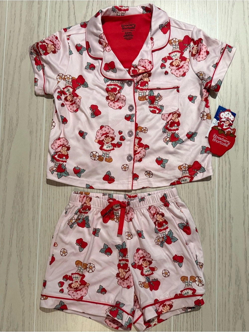 Strawberry Shortcake Girls 6/6X Pink Pajama Shorts Set NWT